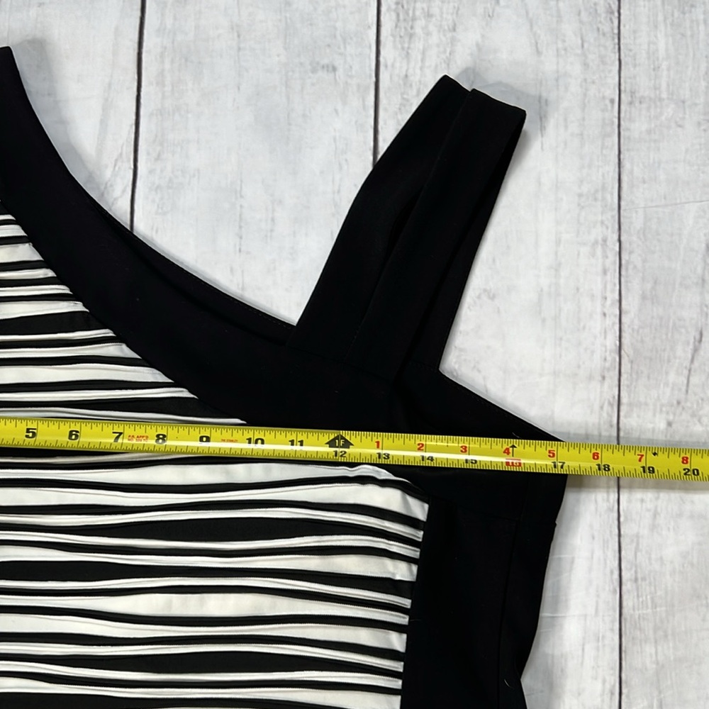 Joseph Ribkoff Womens Black/White Striped Bodycon Lined Dress - SZ: 12 - Picture 3 of 7